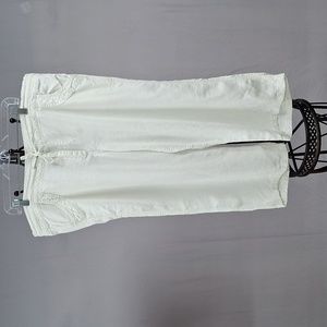 Lands' End  White 100% Linen Wide Leg Cropped Pants 16